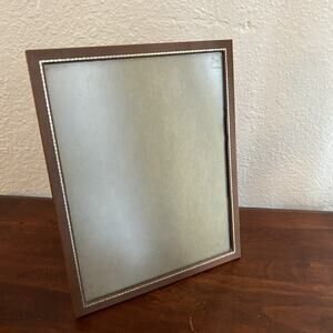 Vintage 8” x 10” MCM Faux Leather Frame w/ Gold Detailing